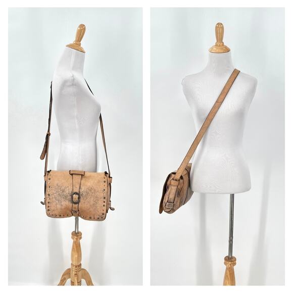PATRICIA NASH Montov Distressed Crossbody bag Womens Medium  PATRICIA NASH Montov Distressed Crossbody bag Womens Medium Tan Studded
